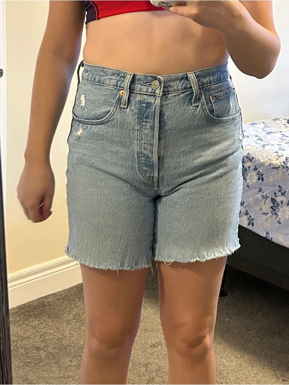 Levi's Light Blue High-Rise Denim Bermuda Shorts